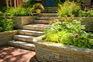 landscape using stone paving